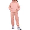 Arshiner Girls 2 Piece Outfit Drop Shoulder Zip Up Hoodies and Sweatpant Clothing Set with Pockets(Pink)
