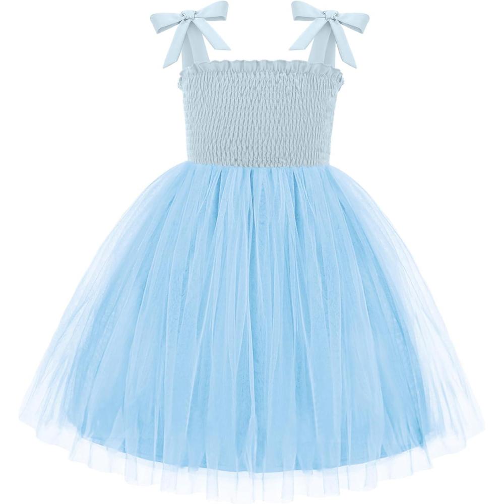 image:imageArshiner Toddler Girl Tutu Dress Summer BowTie Straps Casual Dresses Kids Princess Flowy Swing Clothes for 27YLight Blue