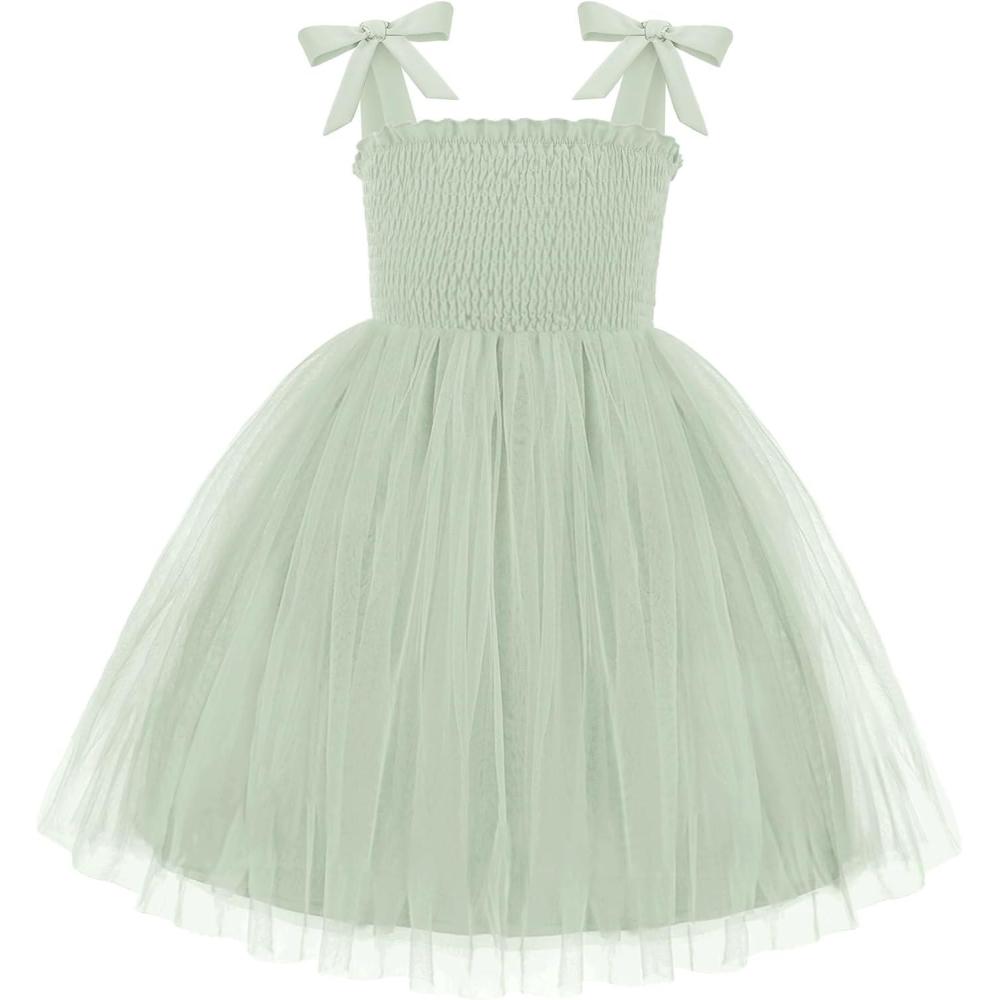 image:imageArshiner Toddler Girl Tutu Dress Summer BowTie Straps Casual Dresses Kids Princess Flowy Swing Clothes for 27YLight Green
