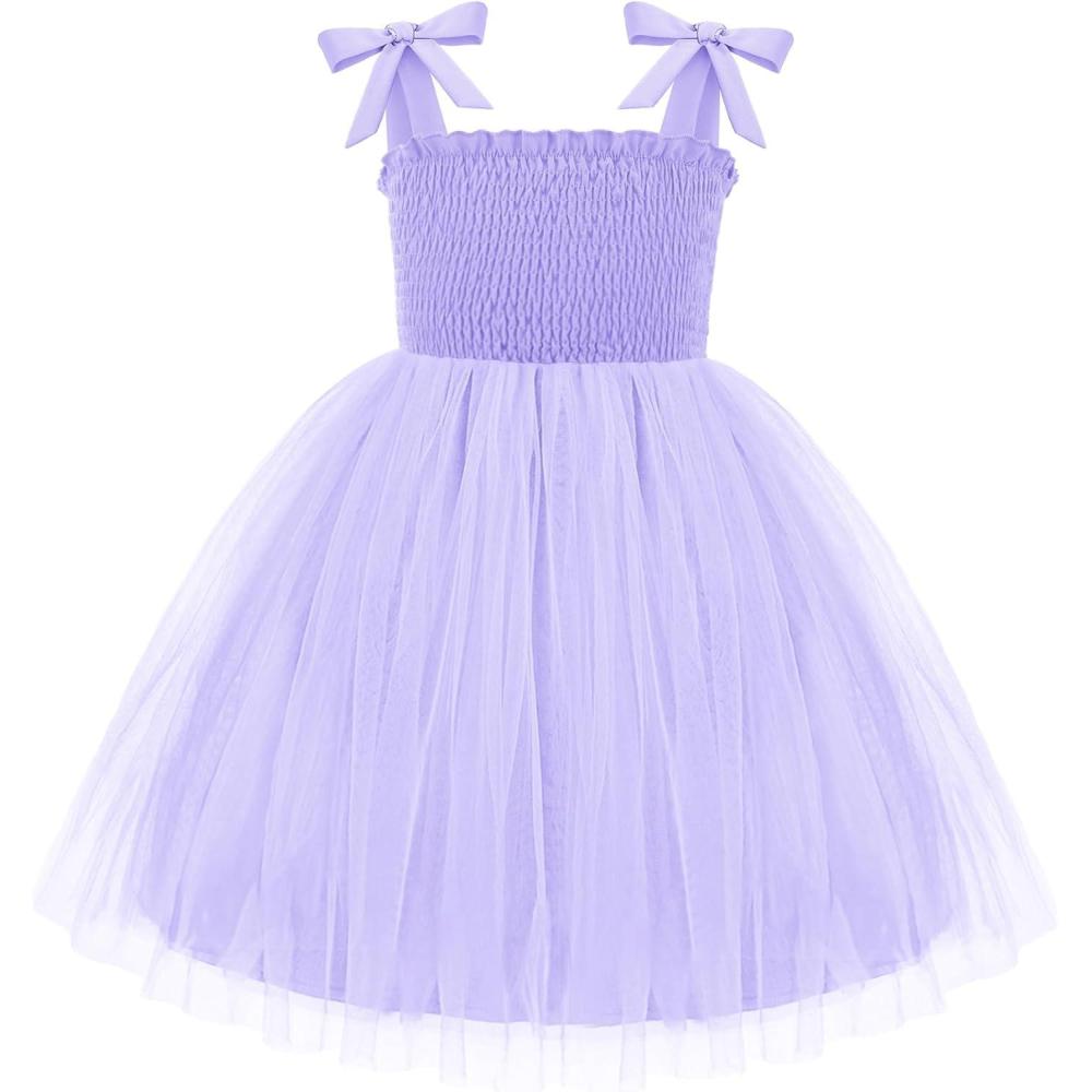 image:imageArshiner Toddler Girl Tutu Dress Summer BowTie Straps Casual Dresses Kids Princess Flowy Swing Clothes for 27YLilac
