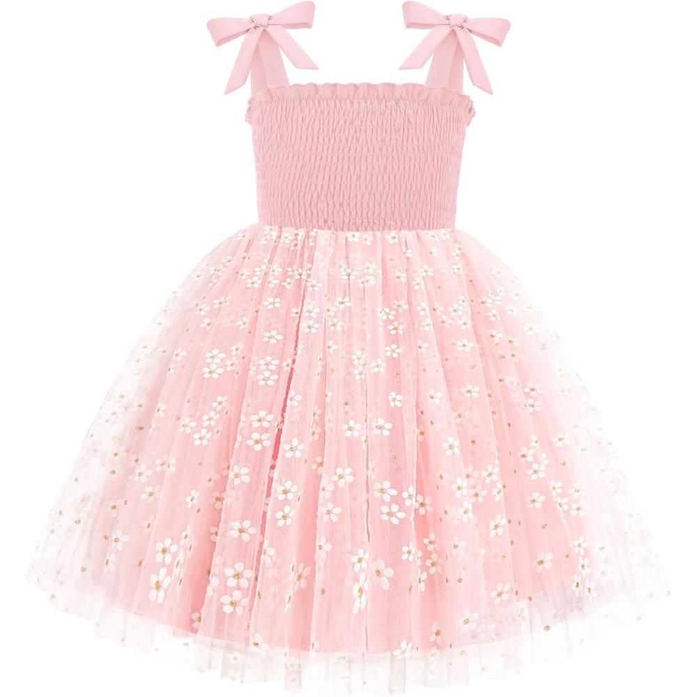 image:imageArshiner Toddler Girl Tutu Dress Summer BowTie Straps Casual Dresses Kids Princess Flowy Swing Clothes for 27YPink Flower