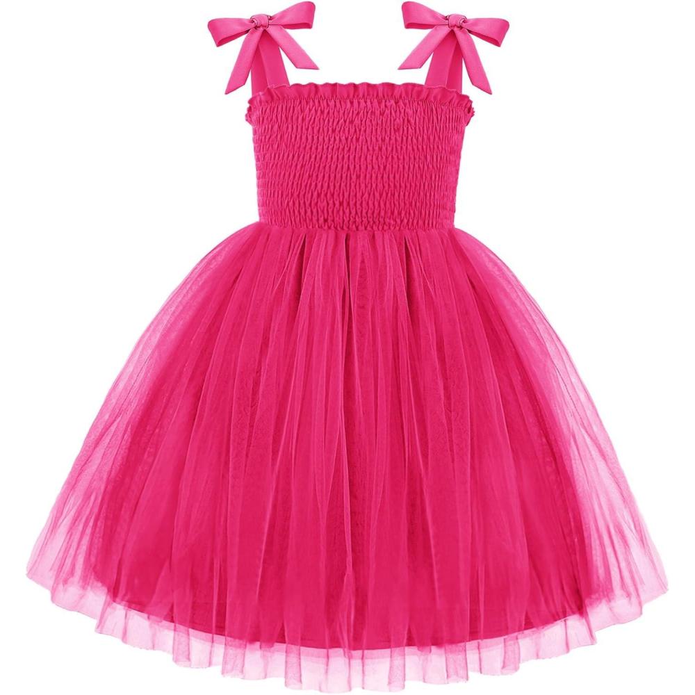 image:imageArshiner Toddler Girl Tutu Dress Summer BowTie Straps Casual Dresses Kids Princess Flowy Swing Clothes for 27YRose Red
