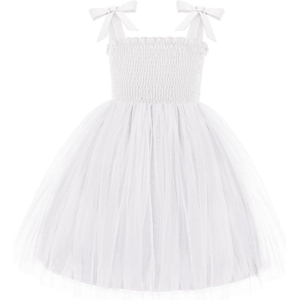 image:imageArshiner Toddler Girl Tutu Dress Summer BowTie Straps Casual Dresses Kids Princess Flowy Swing Clothes for 27YWhite