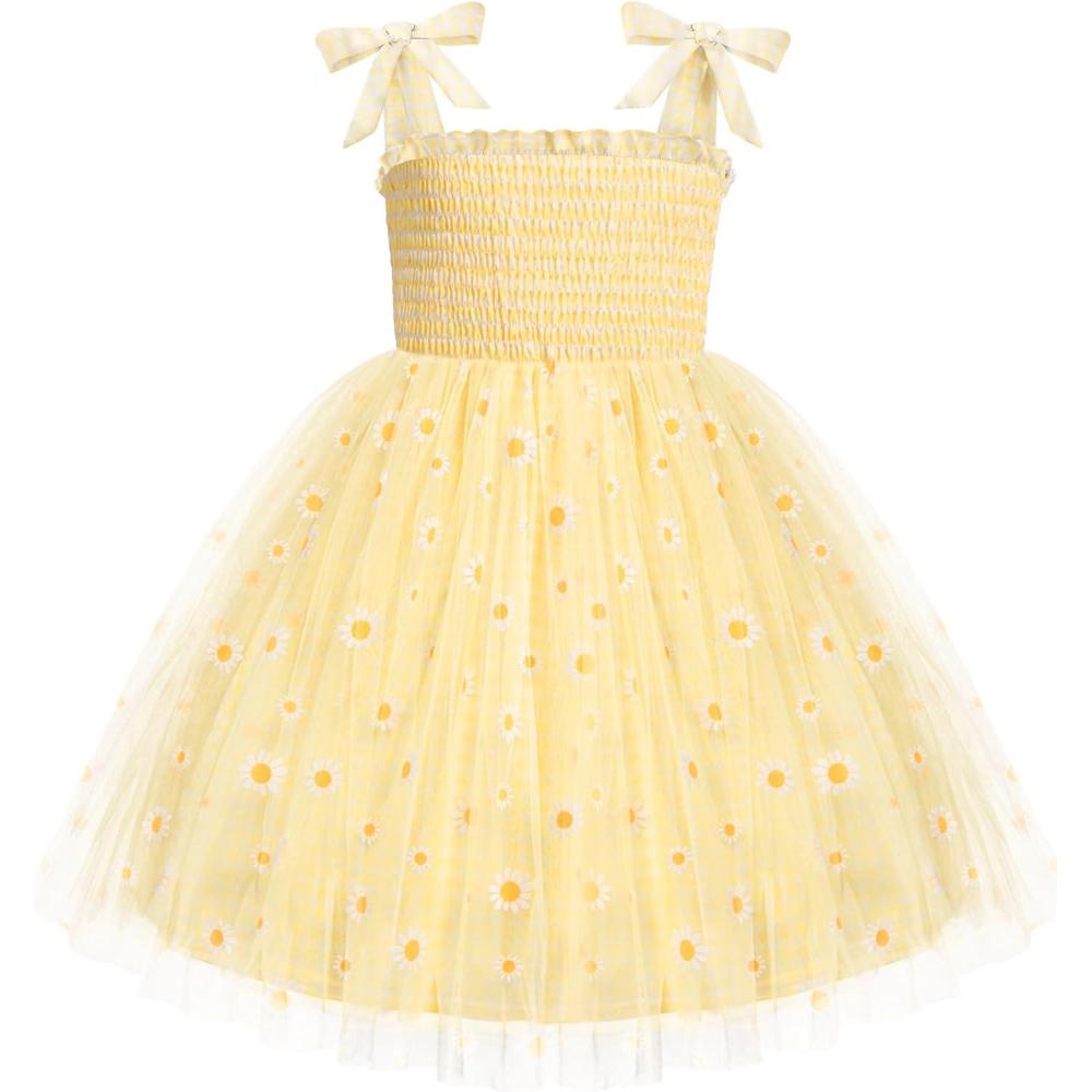 image:imageArshiner Toddler Girl Tutu Dress Summer BowTie Straps Casual Dresses Kids Princess Flowy Swing Clothes for 27YYellow Floral