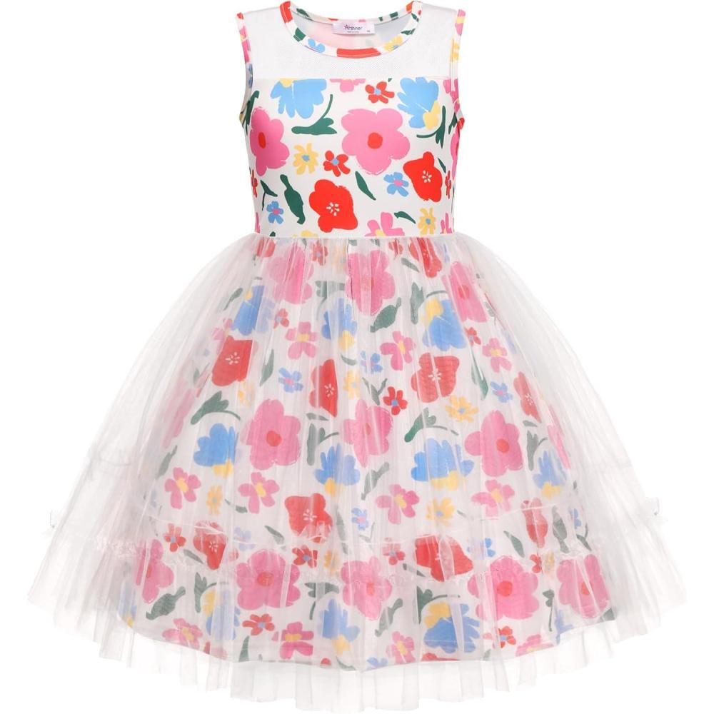 image:imageArshiner Toddler Sleeveless Formal Dress Fancy Cute Tulle Glitter Party Holiday Kids DressesFloral