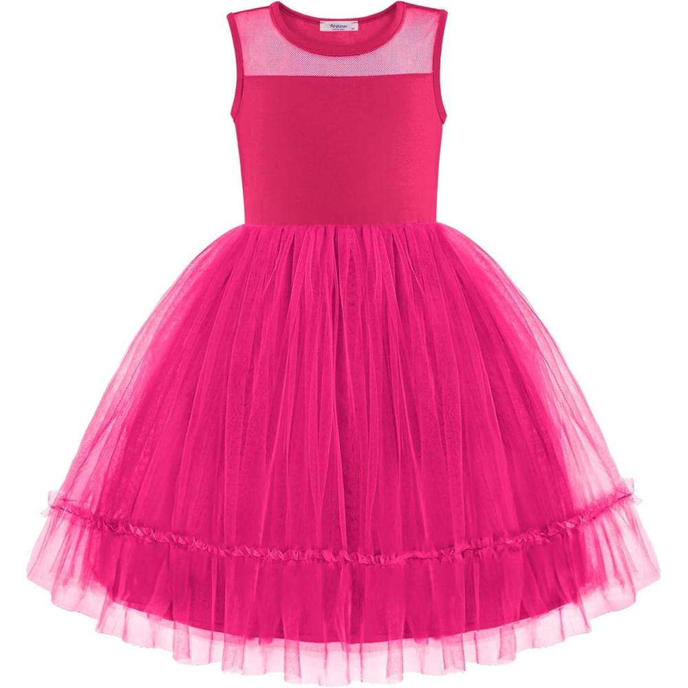 image:imageArshiner Toddler Sleeveless Formal Dress Fancy Cute Tulle Glitter Party Holiday Kids DressesHot Pink
