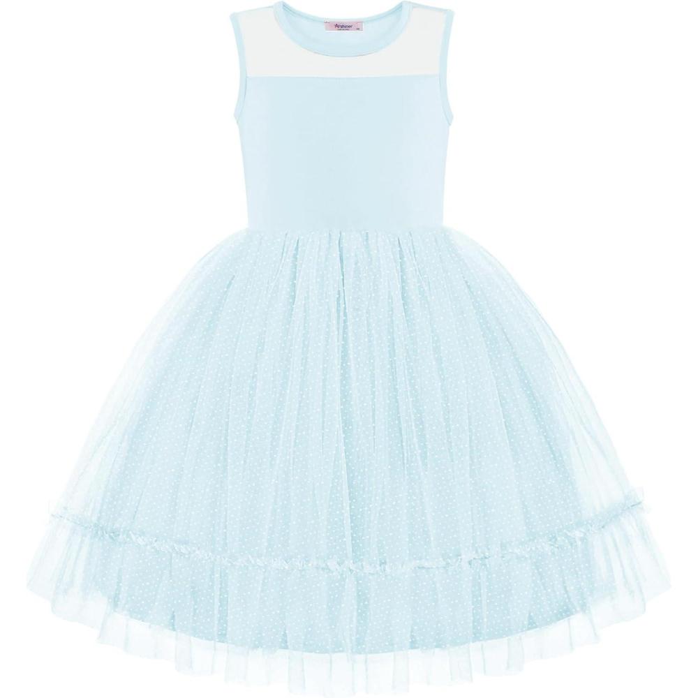 image:imageArshiner Toddler Sleeveless Formal Dress Fancy Cute Tulle Glitter Party Holiday Kids DressesLight Blue