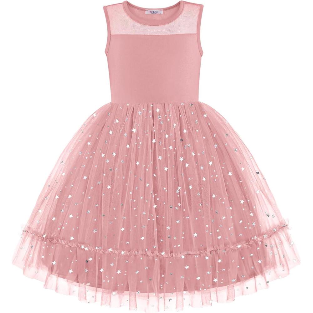 image:imageArshiner Toddler Sleeveless Formal Dress Fancy Cute Tulle Glitter Party Holiday Kids DressesLight Pink