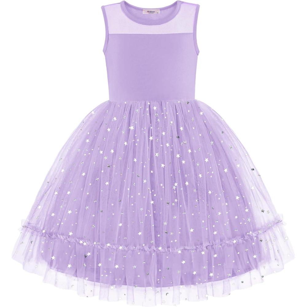 image:imageArshiner Toddler Sleeveless Formal Dress Fancy Cute Tulle Glitter Party Holiday Kids DressesLilac