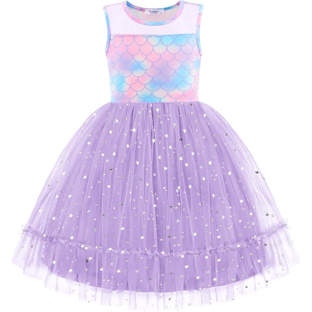 image:imageArshiner Toddler Sleeveless Formal Dress Fancy Cute Tulle Glitter Party Holiday Kids DressesMermaid