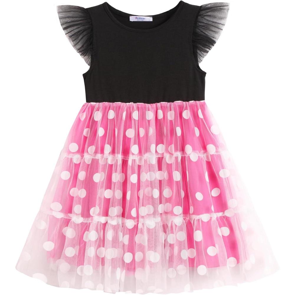 image:imageArshiner Toddler Tutu Dress Girls Rainbow Tulle Dresses Ruffle Tiered Swing Twirly Summer Sundress Size 26Hot Pink Polka Dot