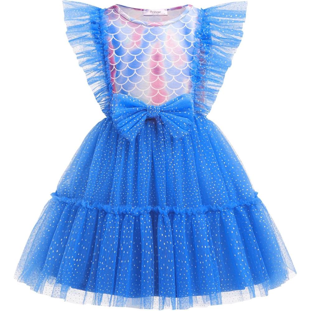 image:imageArshiner Toddler Tutu Dress Girls Tulle Ruffle Bowknot Dresses Summer Wedding Birthday Party Formal Princess Dress 26TMermaid