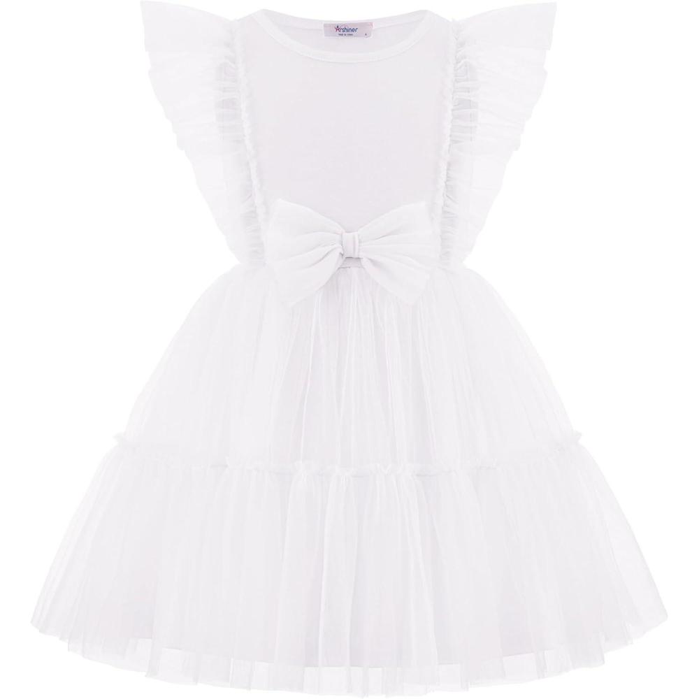image:imageArshiner Toddler Tutu Dress Girls Tulle Ruffle Bowknot Dresses Summer Wedding Birthday Party Formal Princess Dress 26TWhite