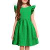 Arshiner Girls Dress Casual Ruffle Sleeveless A Line Summer Dresses with Pockets 4-12 Years(Green)