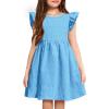 Arshiner Girls Dress Casual Ruffle Sleeveless A Line Summer Dresses with Pockets 4-12 Years(Light Blue)