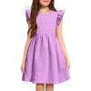Arshiner Girls Dress Casual Ruffle Sleeveless A Line Summer Dresses with Pockets 4-12 Years(Lilac)