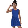 Arshiner Girls Dress Sleeveless Summer Casual Dresses Ribbed Knit Sundress Tank Mini Party Dresses for Kids 5-14 Years(Blue)