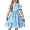 Arshiner Girls Dresses Formal Ruffle Sleeve Elegant Chiffon Party Pleated Casual Swing Dress with Pockets for 5-12 Years(Daisy Pattern)