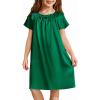 Arshiner Girls Nightgowns Silk Satin Pajama Dress Short Sleeve Soft Princess Sleepwear(Green)