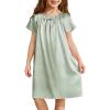 Arshiner Girls Nightgowns Silk Satin Pajama Dress Short Sleeve Soft Princess Sleepwear(Light Green)