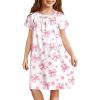 Arshiner Girls Nightgowns Silk Satin Pajama Dress Short Sleeve Soft Princess Sleepwear(Pink Bow)