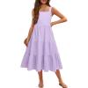 Arshiner Girl’s Sundresses Summer Boho Strap Tiered Cami Maxi Dresses with Pockets(Lilac)