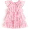 Arshiner Girls Tulle Dress Toddler Layered Tutu Dresses Rainbow Sequin Summer Party Birthday Wedding Cake Dress Photo Shoot(Pink Flower)