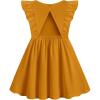 Arshiner Toddler Girl Dresses Ruffle Sleeve Dress for Girl Kids Summer Casual Beach Backless Sundresses with Pockets 2-6T(Brown)