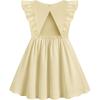 Arshiner Toddler Girl Dresses Ruffle Sleeve Dress for Girl Kids Summer Casual Beach Backless Sundresses with Pockets 2-6T(Khaki)