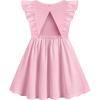 Arshiner Toddler Girl Dresses Ruffle Sleeve Dress for Girl Kids Summer Casual Beach Backless Sundresses with Pockets 2-6T(Pink)