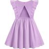 Arshiner Toddler Girl Dresses Ruffle Sleeve Dress for Girl Kids Summer Casual Beach Backless Sundresses with Pockets 2-6T(Purple)