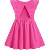 Arshiner Toddler Girl Dresses Ruffle Sleeve Dress for Girl Kids Summer Casual Beach Backless Sundresses with Pockets 2-6T(Rose Red)