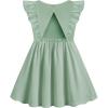 Arshiner Toddler Girl Dresses Ruffle Sleeve Dress for Girl Kids Summer Casual Beach Backless Sundresses with Pockets 2-6T(Sage Green)