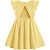 Arshiner Toddler Girl Dresses Ruffle Sleeve Dress for Girl Kids Summer Casual Beach Backless Sundresses with Pockets 2-6T(Yellow)