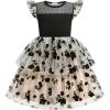 Arshiner Toddler Girls Tutu Sundress Ruffle Sleeve Double Fluffy Tiered Tulle Summer Dresses for Kids 2-8Y(Black Floral)
