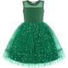 Arshiner Toddler Sleeveless Formal Dress Fancy Cute Tulle Glitter Party Holiday Kids Dresses(Dark Green)