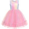 Arshiner Toddler Sleeveless Formal Dress Fancy Cute Tulle Glitter Party Holiday Kids Dresses(Rainbow)