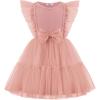 Arshiner Toddler Tutu Dress Girls Tulle Ruffle Bowknot Dresses Summer Wedding Birthday Party Formal Princess Dress 2-6T(Dusty Pink)