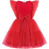 Arshiner Toddler Tutu Dress Girls Tulle Ruffle Bowknot Dresses Summer Wedding Birthday Party Formal Princess Dress 2-6T(Red)