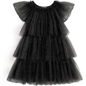 Arshiner Girls Tulle Dress Toddler Layered Tutu Dresses Rainbow Sequin Summer Party Birthday Wedding Cake Dress Photo Shoot(Black Sequin)