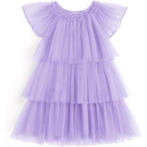 Arshiner Girls Tulle Dress Toddler Layered Tutu Dresses Rainbow Sequin Summer Party Birthday Wedding Cake Dress Photo Shoot(Purple)