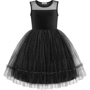 Arshiner Toddler Sleeveless Formal Dress Fancy Cute Tulle Glitter Party Holiday Kids Dresses(Black)