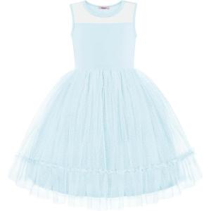 Arshiner Toddler Sleeveless Formal Dress Fancy Cute Tulle Glitter Party Holiday Kids Dresses(Light Blue)