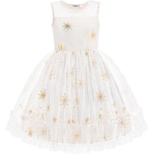 Arshiner Toddler Sleeveless Formal Dress Fancy Cute Tulle Glitter Party Holiday Kids Dresses(Stardust)