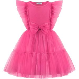 Arshiner Toddler Tutu Dress Girls Tulle Ruffle Bowknot Dresses Summer Wedding Birthday Party Formal Princess Dress 2-6T(Hot Pink)