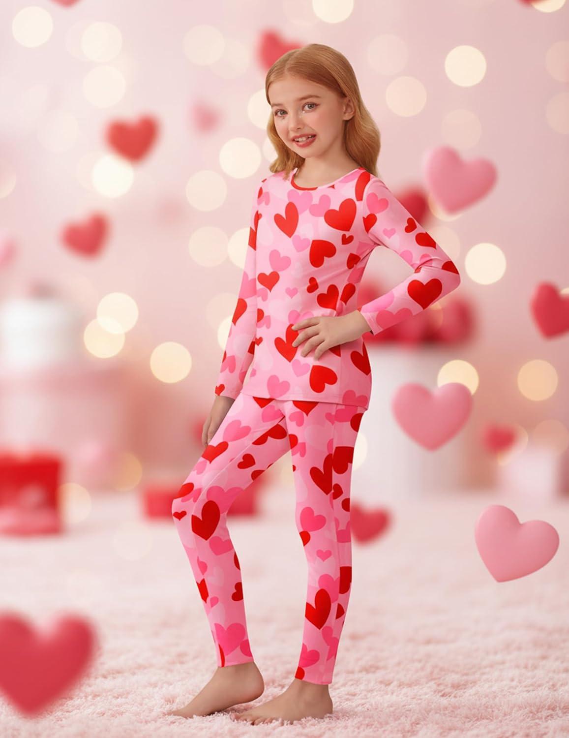 image:imageArshiner Girls Clothes 2 Piece Fall Outfits Slim Long Sleeve Shirt and Leggings Set Kids Thermal Underwear setsLove Print