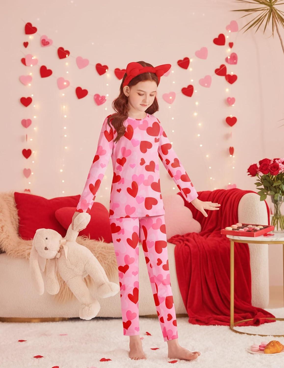 image:imageArshiner Girls Clothes 2 Piece Fall Outfits Slim Long Sleeve Shirt and Leggings Set Kids Thermal Underwear setsLove Print