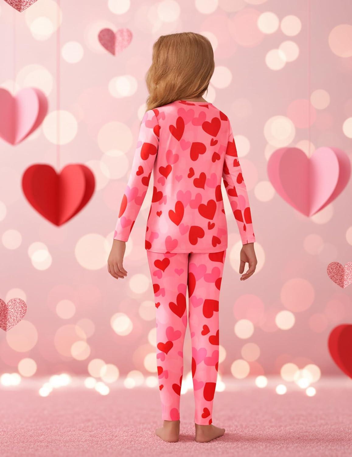 image:imageArshiner Girls Clothes 2 Piece Fall Outfits Slim Long Sleeve Shirt and Leggings Set Kids Thermal Underwear setsLove Print