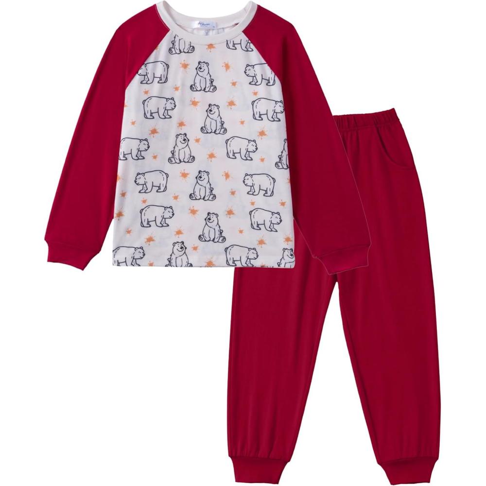 image:imageArshiner Boys Clothes Set Long Raglan Sleeve TShirts Casual Pants 2Pcs Colorblock Fall Outfits for KidsBeige Red
