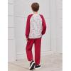 Arshiner Boys Clothes Set Long Raglan Sleeve T-Shirts + Casual Pants 2Pcs Colorblock Fall Outfits for Kids(Beige / Red)